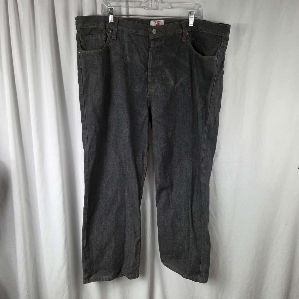 Levis 501 Jeans Mens 42X27 Gray Vintage Straight Leg Denim Button Fly USA